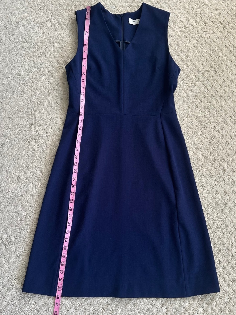 MM Lafleur Annie A-Line Sheath Dress Navy 10 Career Office Minimalist Classic - Picture 12 of 13